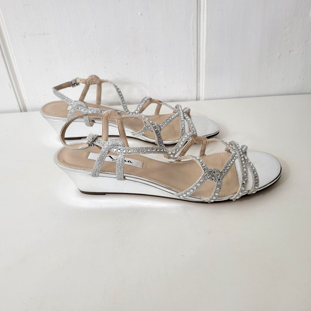Nina Finola Silver Glitter Sandals Women's Size 9 - Picture 3 of 6